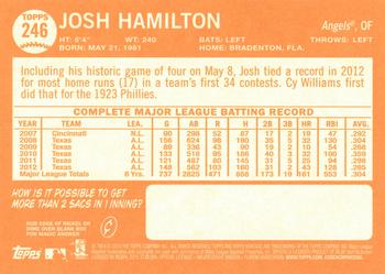 2013 Topps Heritage #246 Josh Hamilton Back