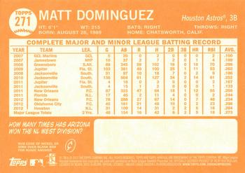 2013 Topps Heritage #271 Matt Dominguez Back