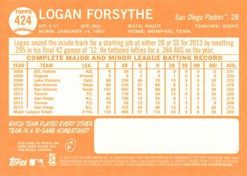 2013 Topps Heritage #424 Logan Forsythe Back