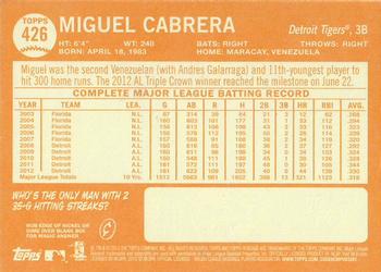 2013 Topps Heritage #426 Miguel Cabrera Back