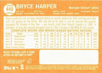 2013 Topps Heritage #440 Bryce Harper Back