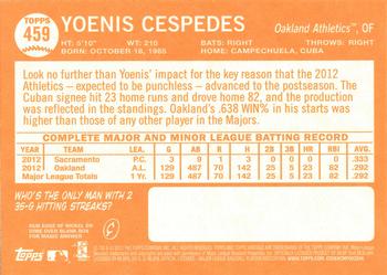 2013 Topps Heritage #459 Yoenis Cespedes Back