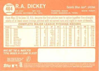 2013 Topps Heritage #464 R.A. Dickey Back
