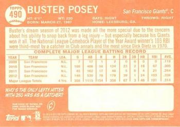 2013 Topps Heritage #490 Buster Posey Back