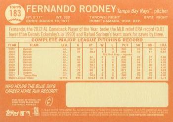 2013 Topps Heritage #183 Fernando Rodney Back
