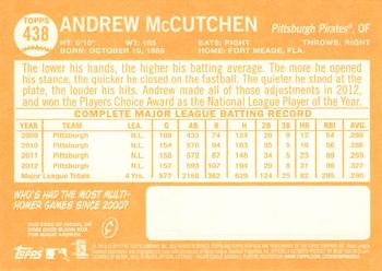 2013 Topps Heritage #438 Andrew McCutchen Back
