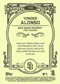2013 Topps Gypsy Queen #173 Yonder Alonso Back