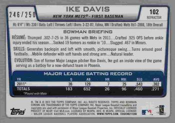 2012 Bowman Chrome - Blue Refractors #102 Ike Davis Back