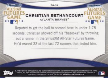 2012 Bowman Chrome - Futures Game #FG-CB Christian Bethancourt Back