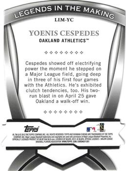 2012 Bowman Chrome - Legends In The Making Die Cuts #LIM-YC Yoenis Cespedes Back