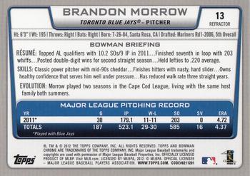 2012 Bowman Chrome - Refractors #13 Brandon Morrow Back