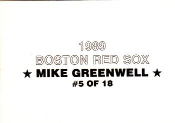 1989 Boston Red Sox Team Set (unlicensed) #5 Mike Greenwell Back