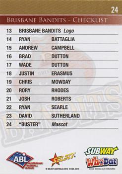 2012-13 Select Australian Baseball League #24 Buster Back