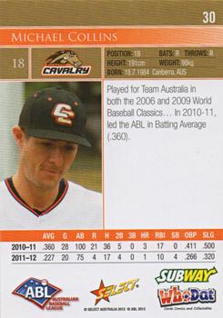 2012-13 Select Australian Baseball League #30 Michael Collins Back