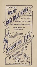 1910-11 Sporting Life M116 #NNO George Stone Back