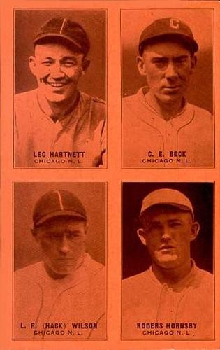 1929-30 Exhibits Four-in-One W463-1 #NNO Leo Hartnett / Clyde Beck / Hack Wilson / Rogers Hornsby Front