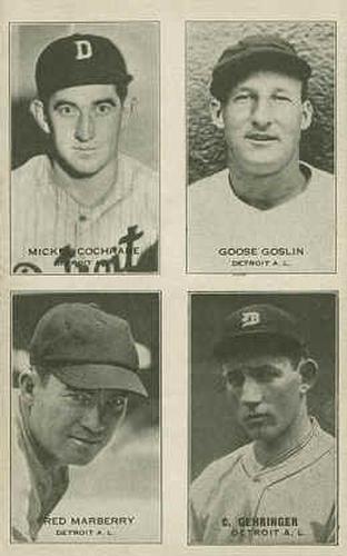 1934 Exhibits Four-in-One W463-4 #NNO Mickey Cochrane / Goose Goslin / Fred Marberry / Charlie Gehringer Front