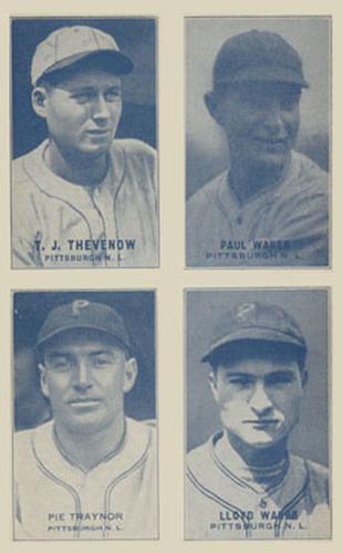 1934 Exhibits Four-in-One W463-4 #NNO Tommy Thevenow / Paul Waner / Pie Traynor / Lloyd Waner Front