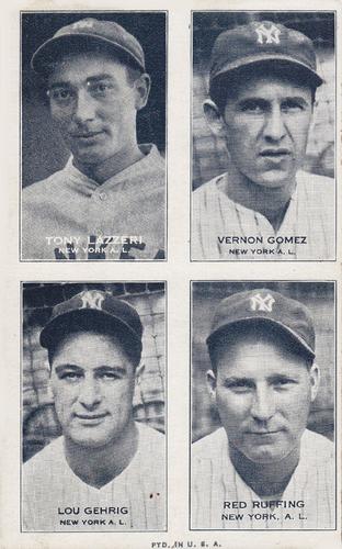 1936 Exhibits Four-in-One (W463-6) #NNO Tony Lazzeri / Vernon Gomez / Lou Gehrig / Red Ruffing Front