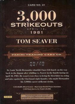 2011 Panini Prime Cuts - Auto Biography Materials #21 Tom Seaver Back