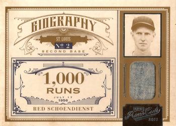 2011 Panini Prime Cuts - Biography Materials #6 Red Schoendienst Front