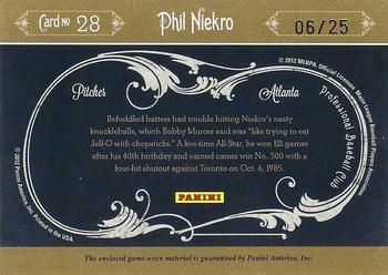 2011 Panini Prime Cuts - Icons Materials Combos #28 Phil Niekro Back