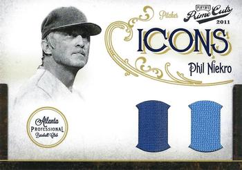 2011 Panini Prime Cuts - Icons Materials Combos #28 Phil Niekro Front