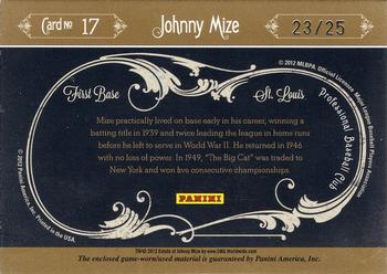2011 Panini Prime Cuts - Icons Materials Trios #17 Johnny Mize Back