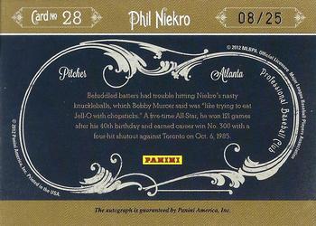 2011 Panini Prime Cuts - Icons Signatures #28 Phil Niekro Back