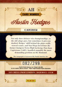 2011 Panini Prime Cuts - Prospect Signatures #AH Austin Hedges Back