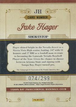 2011 Panini Prime Cuts - Prospect Signatures #JH Jake Hager Back