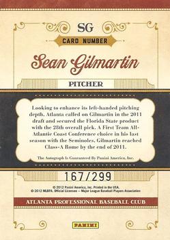 2011 Panini Prime Cuts - Prospect Signatures #SG Sean Gilmartin Back