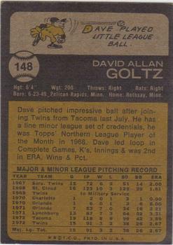 1973 Topps #148 Dave Goltz Back