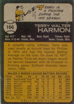 1973 Topps #166 Terry Harmon Back