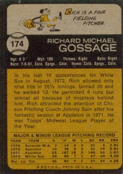 1973 Topps #174 Rich Gossage Back