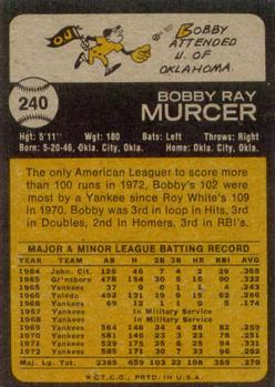 1973 Topps #240 Bobby Murcer Back