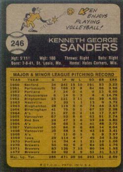 1973 Topps #246 Ken Sanders Back