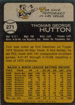 1973 Topps #271 Tom Hutton Back