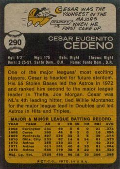 1973 Topps #290 Cesar Cedeno Back