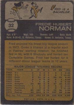 1973 Topps #32 Fred Norman Back