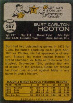 1973 Topps #367 Burt Hooton Back