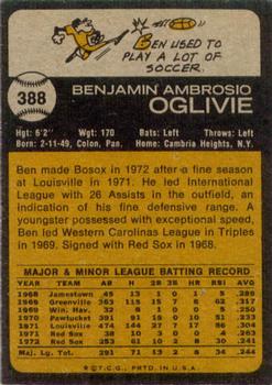 1973 Topps #388 Ben Oglivie Back