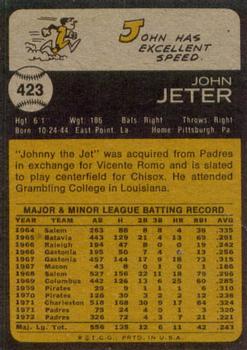 1973 Topps #423 Johnny Jeter Back