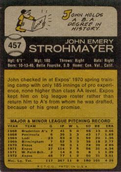1973 Topps #457 John Strohmayer Back