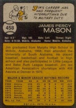 1973 Topps #458 Jim Mason Back