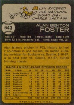 1973 Topps #543 Alan Foster Back