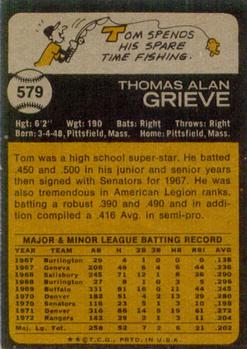 1973 Topps #579 Tom Grieve Back