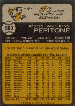 1973 Topps #580 Joe Pepitone Back