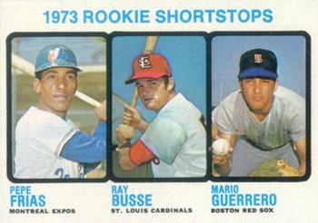 1973 Topps #607 1973 Rookie Shortstops (Pepe Frias / Ray Busse / Mario Guerrero) Front