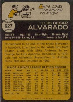 1973 Topps #627 Luis Alvarado Back